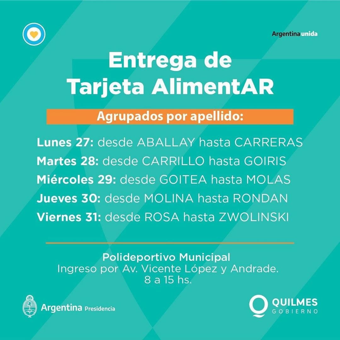 La Tarjeta Alimentaria llega a Quilmes