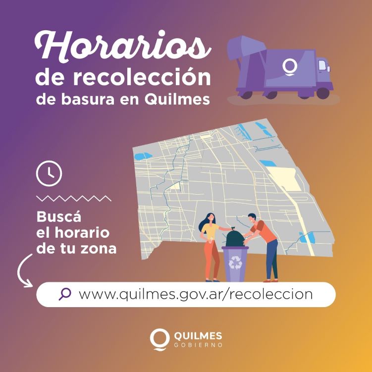 QUILMEÑOS Y QUILMEÑAS PUEDEN CONSULTAR EL HORARIO DE RECOLECCIÓN DE BASURA