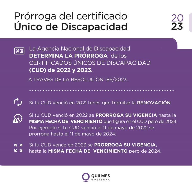 PRÓRROGAS Y VENCIMIENTOS DEL CERTIFICADO ÚNICO DE DISCAPACIDAD